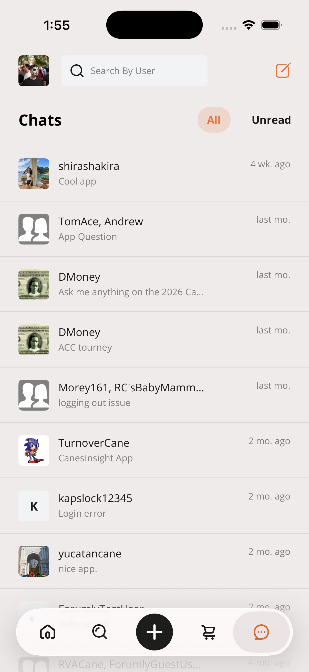 Direct message inbox in XenForo native mobile app